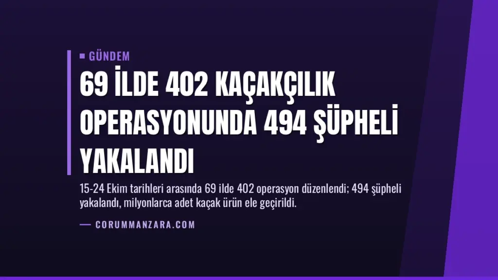 69 İlde 402 Kaçakçılık Operasyonunda 494 Şüpheli Yakalandı