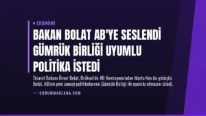 Bakan Bolat AB’ye Seslendi Gümrük Birliği Uyumlu Politika İstedi