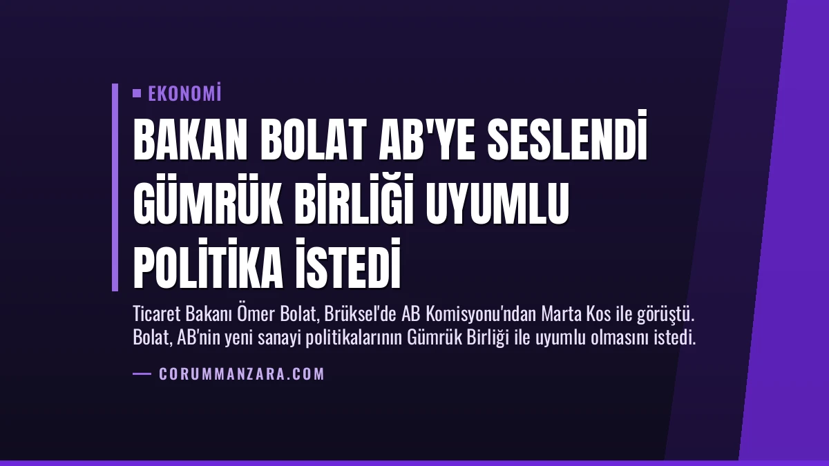 Bakan Bolat AB’ye Seslendi Gümrük Birliği Uyumlu Politika İstedi