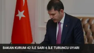 Bakan Kurum 42 ile Sarı 6 ile Turuncu Uyarı