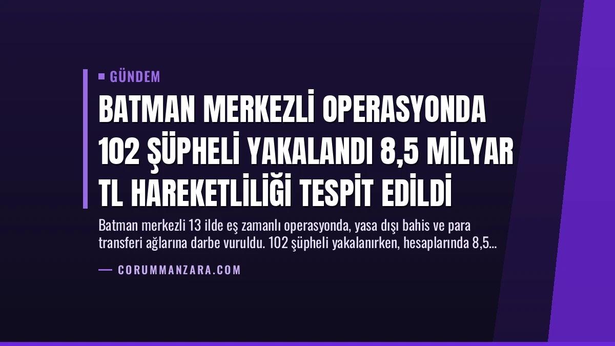 Batman Merkezli Operasyonda 102 Şüpheli Yakalandı 8,5 Milyar TL Hareketliliği Tespit Edildi