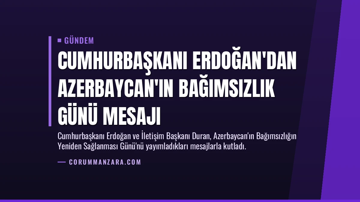 Cumhurbaşkanı Erdoğan’dan Azerbaycan’ın Bağımsızlık Günü Mesajı