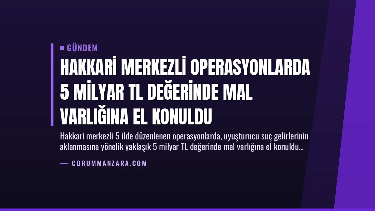 Hakkari Merkezli Operasyonlarda 5 Milyar TL Değerinde Mal Varlığına El Konuldu