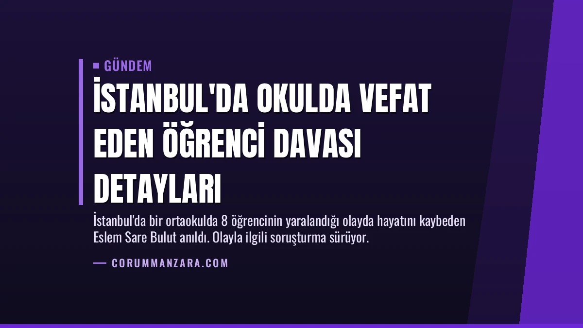 İstanbul’da Okulda Vefat Eden Öğrenci Davası Detayları
