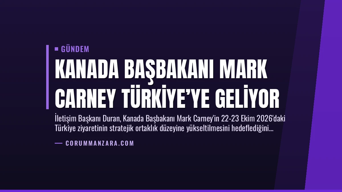 Kanada Başbakanı Mark Carney Türkiye’ye Geliyor