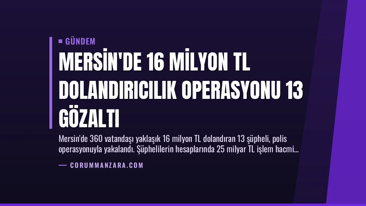 Mersin’de 16 Milyon TL Dolandırıcılık Operasyonu 13 Gözaltı