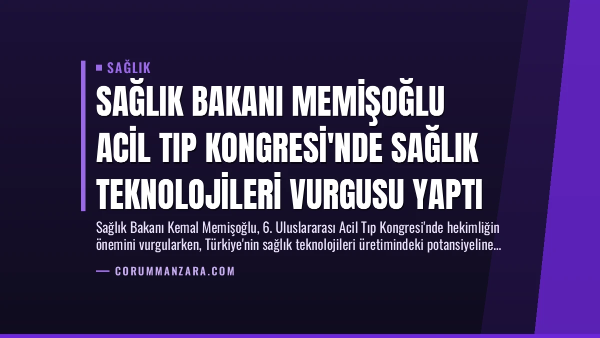 Sağlık Bakanı Memişoğlu Acil Tıp Kongresi’nde Sağlık Teknolojileri Vurgusu Yaptı