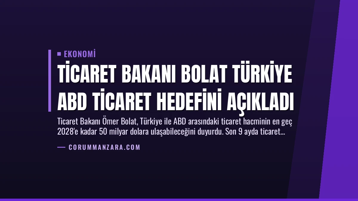 Ticaret Bakanı Bolat Türkiye ABD Ticaret Hedefini Açıkladı