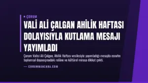 Vali Ali Çalgan Ahilik Haftası Dolayısıyla Kutlama Mesajı Yayımladı