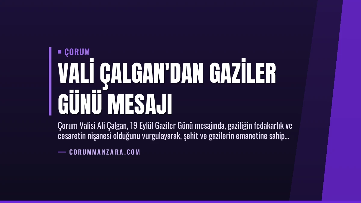 Vali Çalgan’dan Gaziler Günü Mesajı