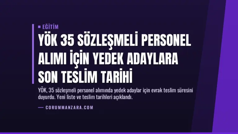 YÖK 35 Sözleşmeli Personel Alımı İçin Yedek Adaylara Son Teslim Tarihi