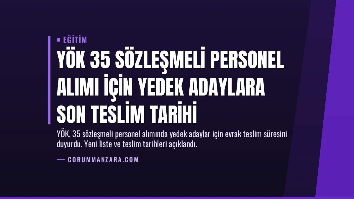 YÖK 35 Sözleşmeli Personel Alımı İçin Yedek Adaylara Son Teslim Tarihi