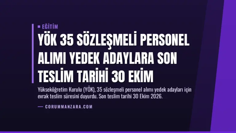 YÖK 35 Sözleşmeli Personel Alımı Yedek Adaylara Son Teslim Tarihi 30 Ekim