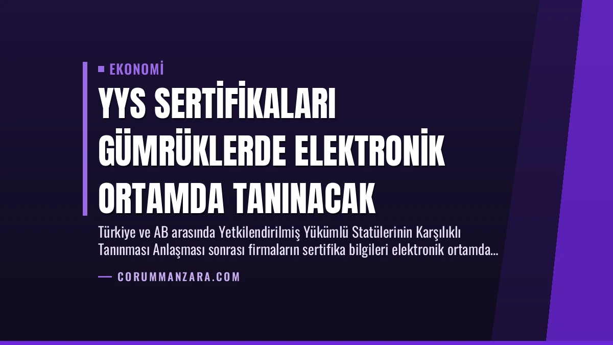 YYS Sertifikaları Gümrüklerde Elektronik Ortamda Tanınacak